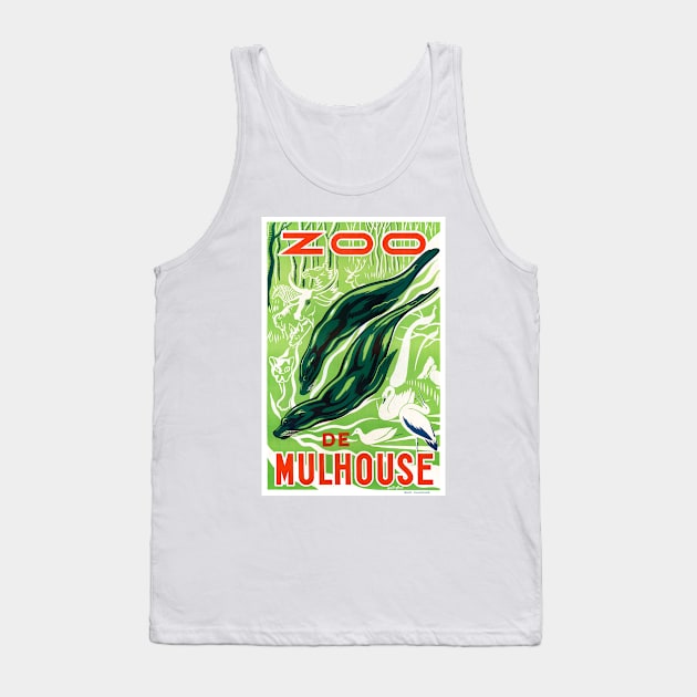 Vintage Travel Poster France Zoo de Mulhouse Tank Top by vintagetreasure